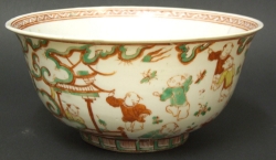 Ming overglaze enamels, boys near pavilion - courtesy R&G McPherson Antiques